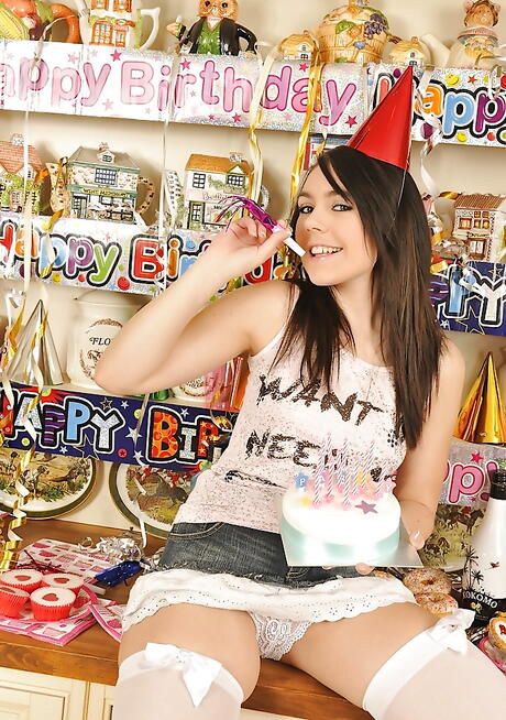 Rangy young Kacie Jay in hot stockings exhibiting her ass and jerking off 